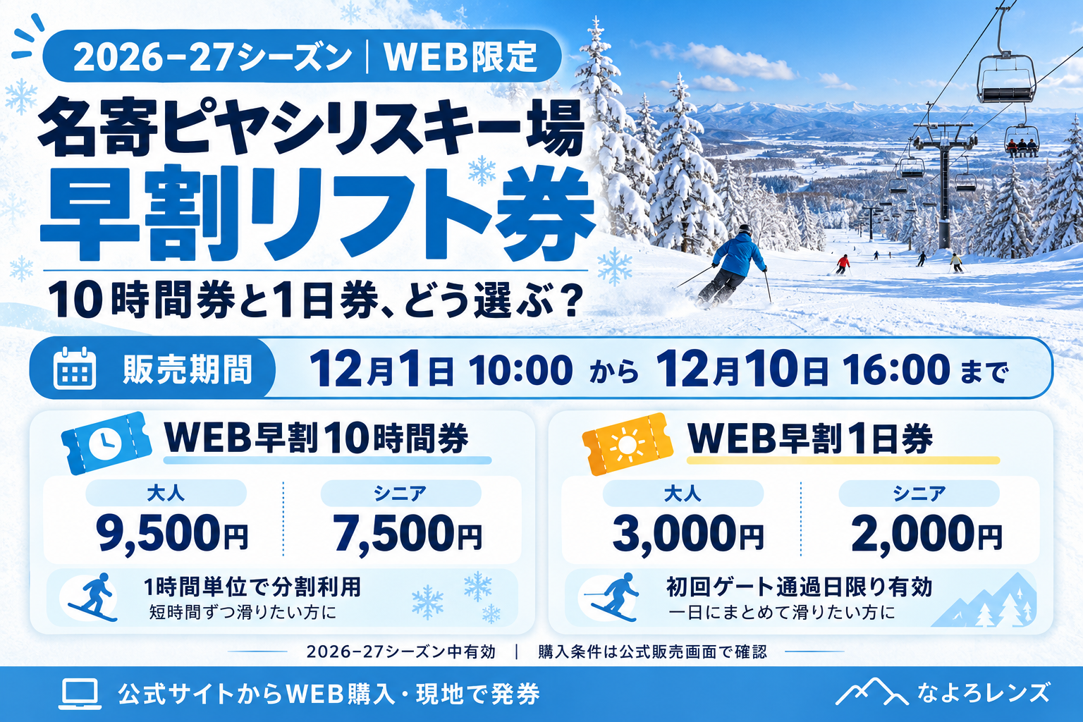 名寄ピヤシリスキー場の早割リフト券｜10時間券と1日券の違い | なよろ